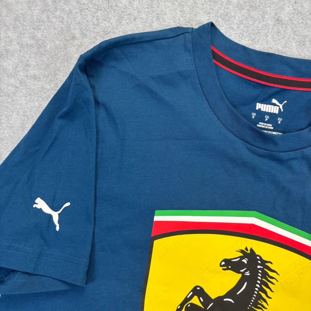 Puma Ferrari Race Big Shield Men S Blue Short‎ Sleeve Graphic Tee